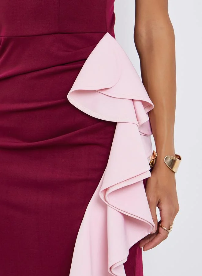 Styli  Women Color Block Sleeveless Sheath Maxi Dress for Women | Best Price UAE